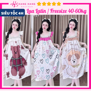 Đầm váy ngủ 2 dây cánh tiên lụa mềm mịn mát thiết kế xòe rộng 65V04, váy đầm đồ ngủ nữ mặc nhà dễ thương sang chảnh