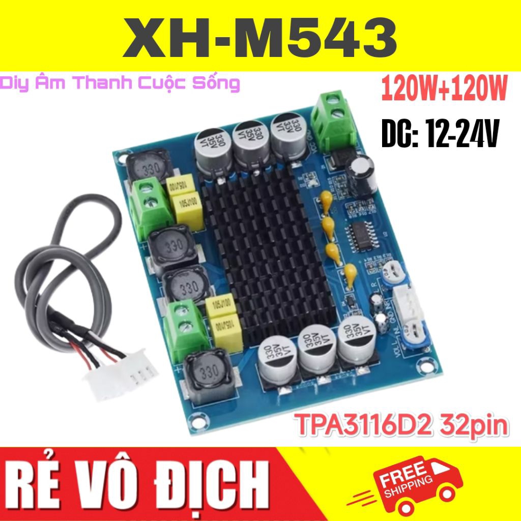 𝗫𝗛-𝗠𝟱𝟰𝟯 [2*120w] TPA3116D2 Chính hãng Mạch khuếch đại âm thanh Diy ...