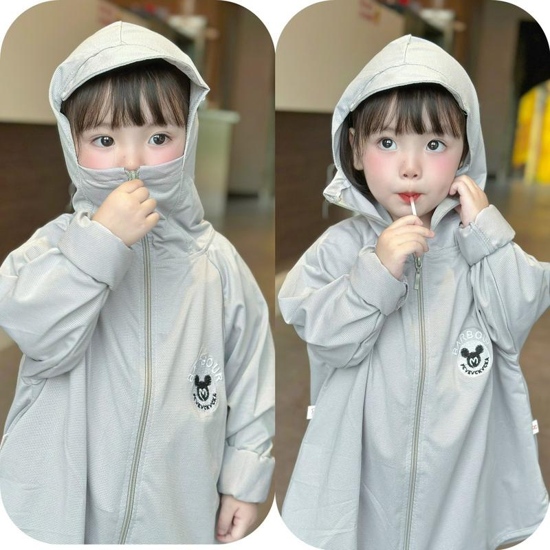 Áo chống nắng cho bé có mũ trùm đầu form rộng chất liệu vải Lycra chống nắng chống tia UV cực tốt (8-25kg)