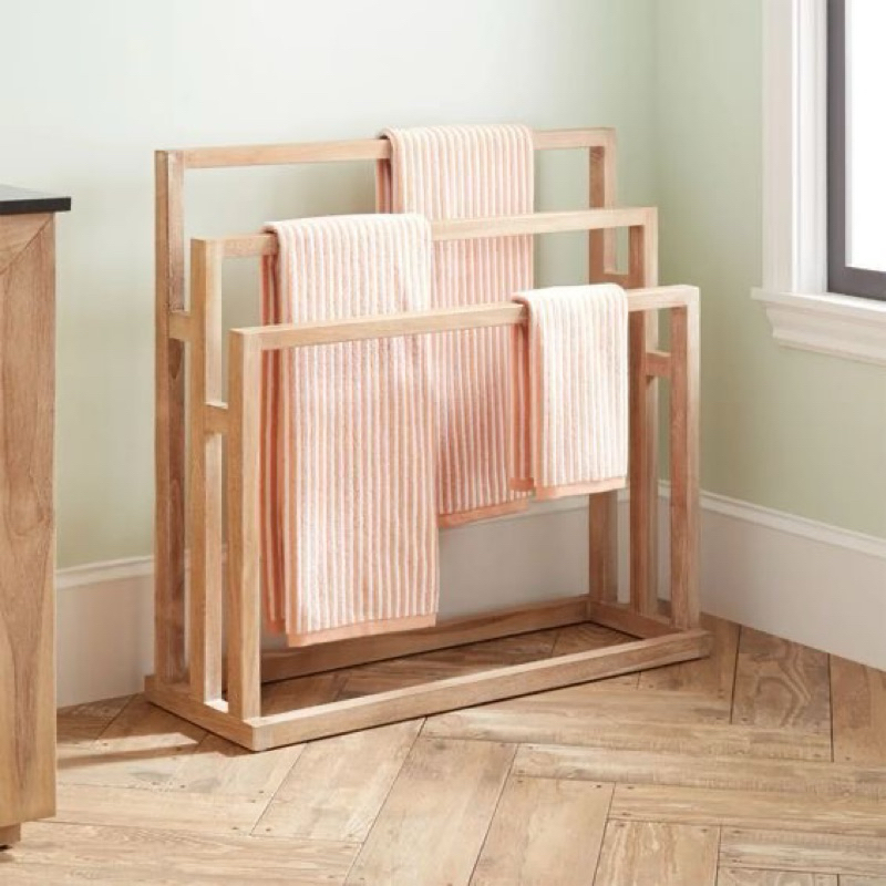 [TV-K009]Kệ treo khăn 3 tầng gỗ thông tự nhiên Thông Việt Decor Sang trọng – Tiết kiệm diện tích