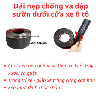 Dải nẹp chống va đập sườn dưới cửa xe ô tô. Dải chống va chạm ốp hông bảo vệ thân xe tự dính