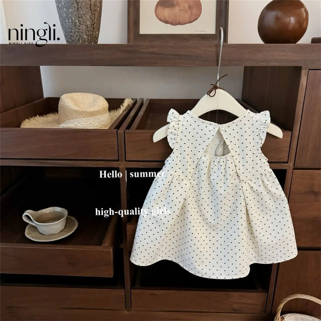 (Order) Váy thô mỏng mềm cánh tiên hoạ tiết chấm bi đơn giản dành cho bé gái