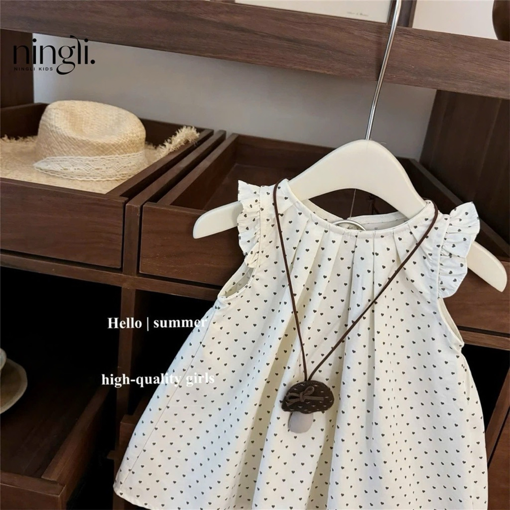 (Order) Váy thô mỏng mềm cánh tiên hoạ tiết chấm bi đơn giản dành cho bé gái