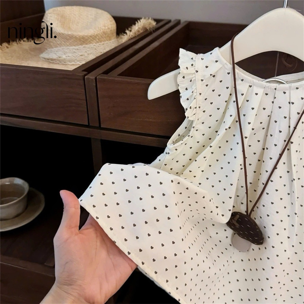 (Order) Váy thô mỏng mềm cánh tiên hoạ tiết chấm bi đơn giản dành cho bé gái