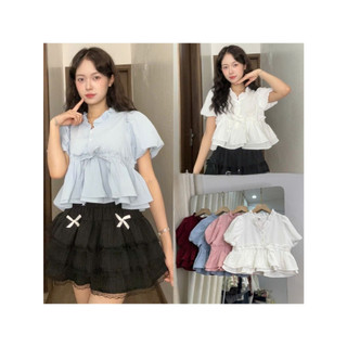 Áo Babydoll Nữ A29 Croptop Tay Bồng Dáng Xòe – Cổ V Che Bụng Siêu Xinh Hotheels