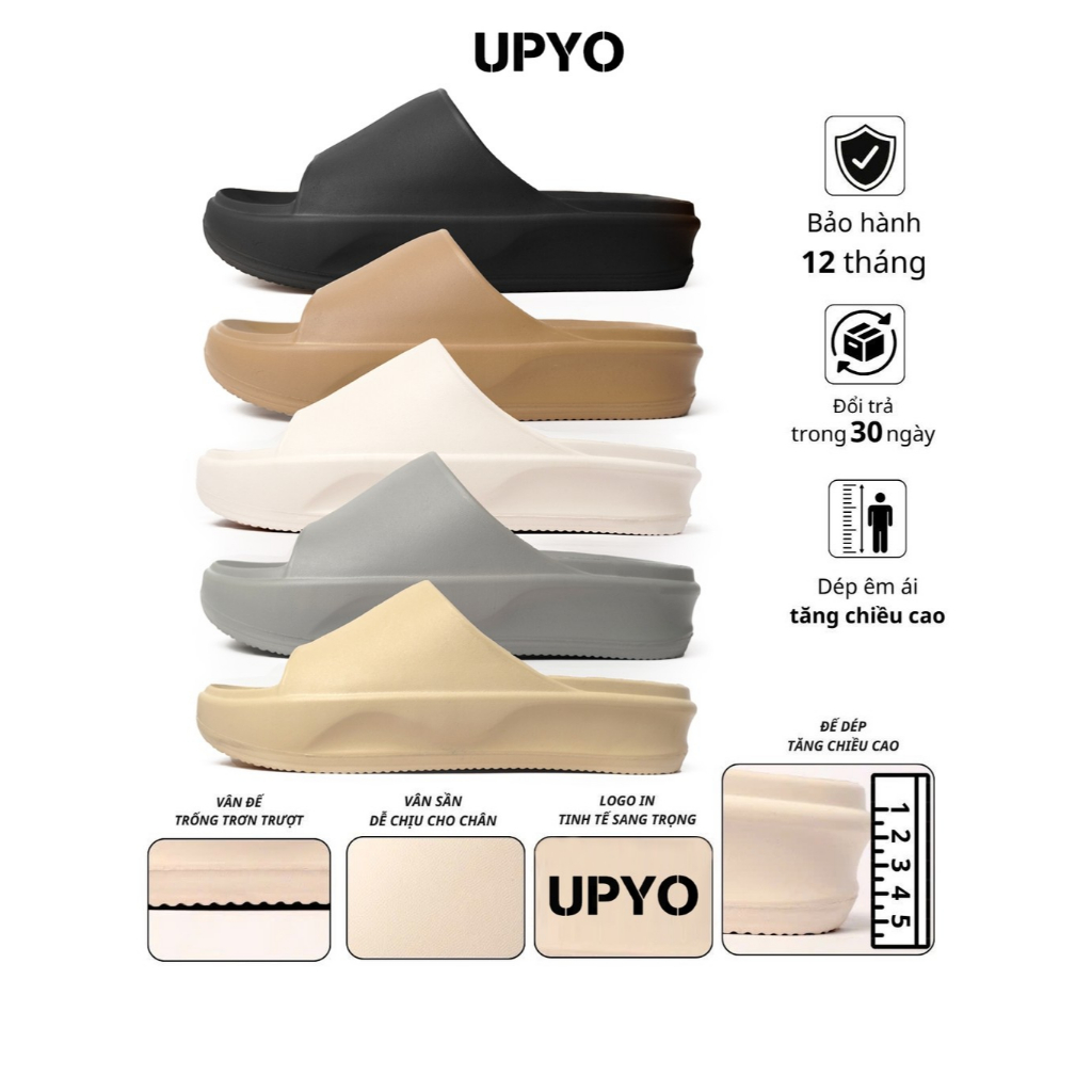 Dép UPYO Nam Nữ FLOAT Tăng chiều cao, Dép đúc bánh mì êm nhẹ,Slide chống trơn BH 1 Năm (FLOAT-UD26)