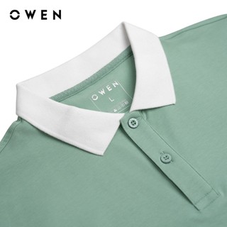 Owen - Áo polo Bodyfit APV253624 màu Xanh lá chất liệu CVC Spandex