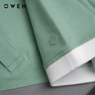 Owen - Áo polo Bodyfit APV253624 màu Xanh lá chất liệu CVC Spandex