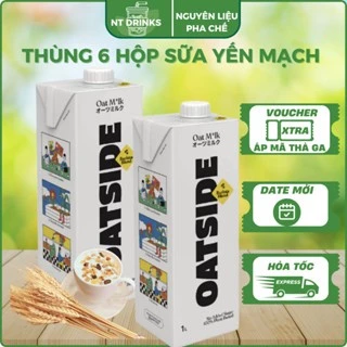 2 hộp sữa yến mạch oatside 1L, sữa oatside không đường hộp 1l, sữa hạt oatside NT DRINKS