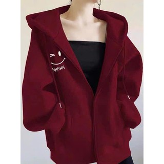 [CÓ TÚI TRONG] Áo khoác nỉ trơn thêu mặt cười nón to rộng chống nắng tốt phù hợp với cả nam và nữ