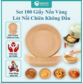 Set 100 Giấy Nến Vàng Lót Nồi Chiên Không Dầu, Giấy Lót Thực Phẩm Chống Dính Tiện Lợi