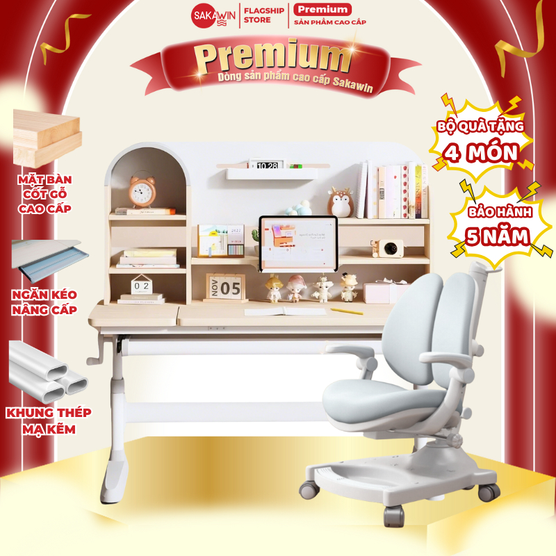 [MỚI 2025] Bộ Bàn Học Cho Bé Sakawin S110 Bàn học cao cấp chân thép dày dặn, Điều chỉnh nâng hạ chiều cao thông minh.