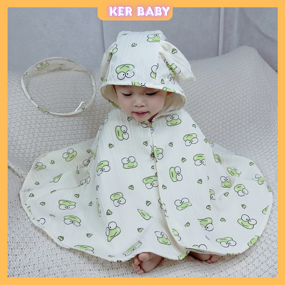 Áo Choàng Xô Muslin Chống Nắng Đa Năng Thoáng Mát Có Kèm Kính Chắn Mềm Mại An Toàn Cho Bé KerBaBy