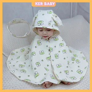 Áo Choàng Xô Muslin Chống Nắng Đa Năng Thoáng Mát Có Kèm Kính Chắn Mềm Mại An Toàn Cho Bé KerBaBy