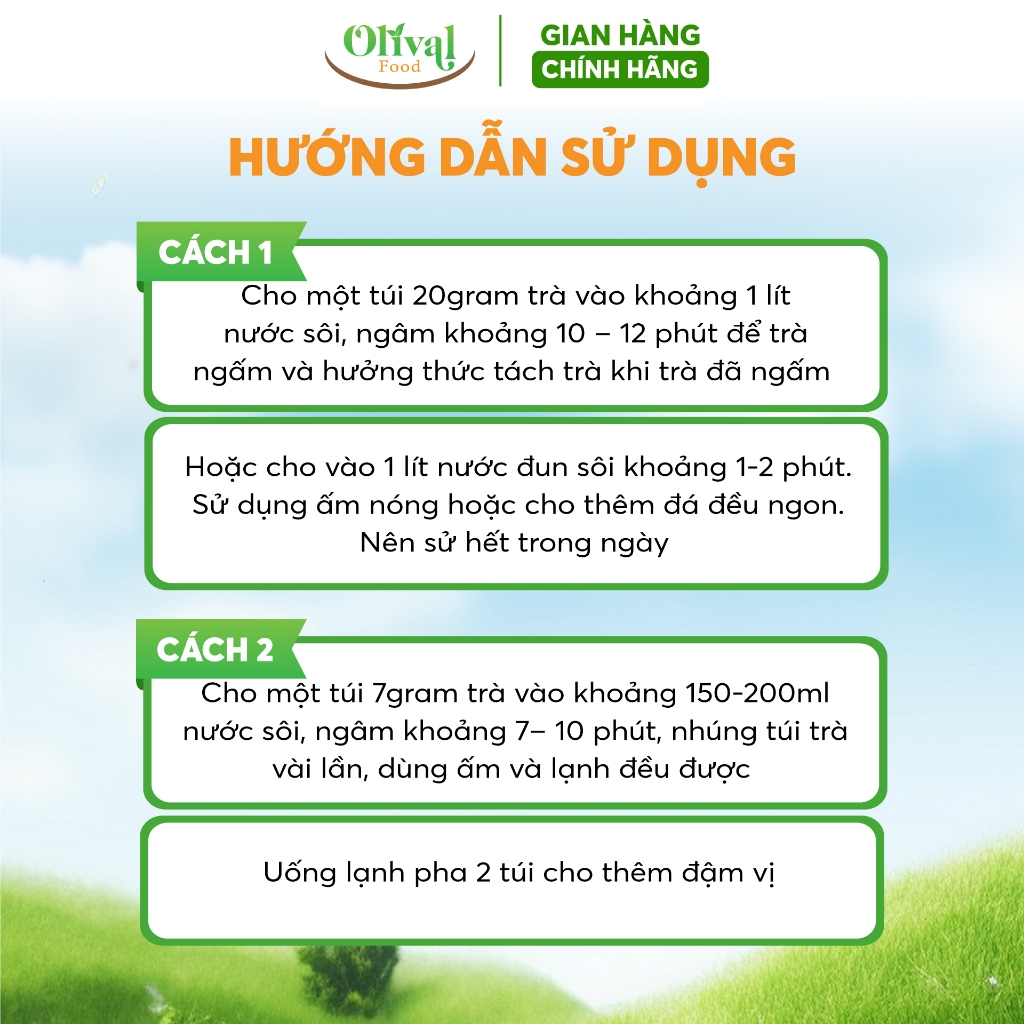 Trà gạo lứt huyết rồng thảo mộc túi lọc OlivalFood Hộp 140g - Thanh lọc cơ thể, ngủ ngon, đẹp dáng sáng da