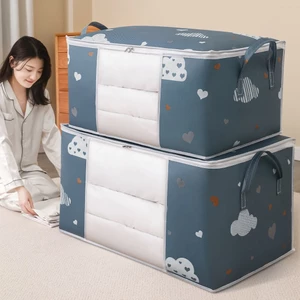 Túi đựng quần áo dung tích lớn có tay cầm gia cố, thích hợp để chăn, có thể gập lại