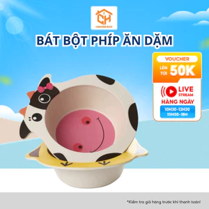 Bát Bột Phíp Ăn Dặm Hình Thú Trẻ Em Ngộ Nghĩnh Cam Homeware