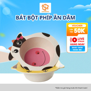 Bát Bột Phíp Ăn Dặm Hình Thú Trẻ Em Ngộ Nghĩnh Cam Homeware