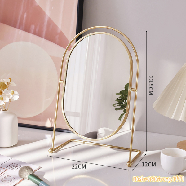 Gương Trang Điểm Kim Loại Viền Mạ Vàng Cao Cấp Cosmetic Mỹ Phẩm | BigBuy360 - bigbuy360.vn
