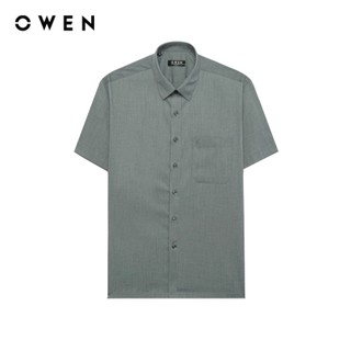 Owen - Áo sơ mi ngắn tay Body Fit AB250093NT màu Xám đậm chất liệu Milk