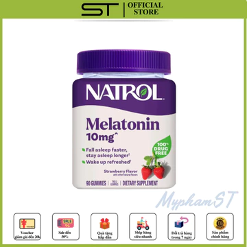 Kẹo dẻo hương vị dâu hỗ trợ mất ngủ giúp ngủ ngon hơn Natrol Melatonin