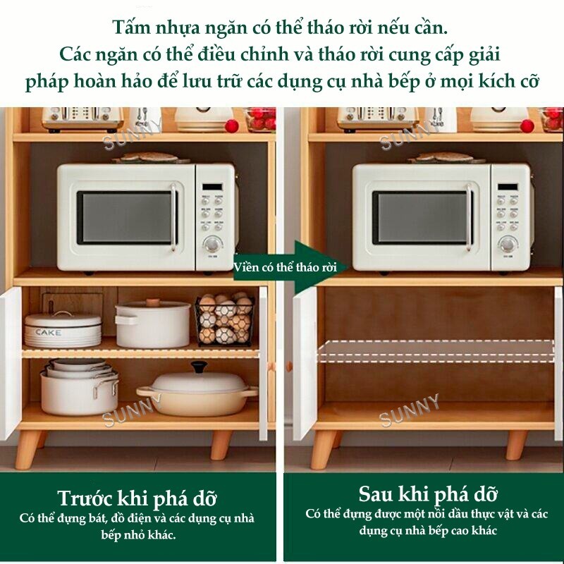 SUNNY Tủ đựng thức ăn bằng gỗ làm bằng ván sợi chống thấm nước và mối mọt với phong cách hiện đại