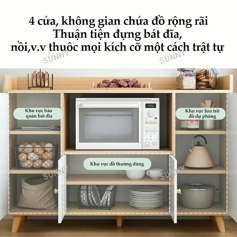 SUNNY Tủ đựng thức ăn bằng gỗ làm bằng ván sợi chống thấm nước và mối mọt với phong cách hiện đại