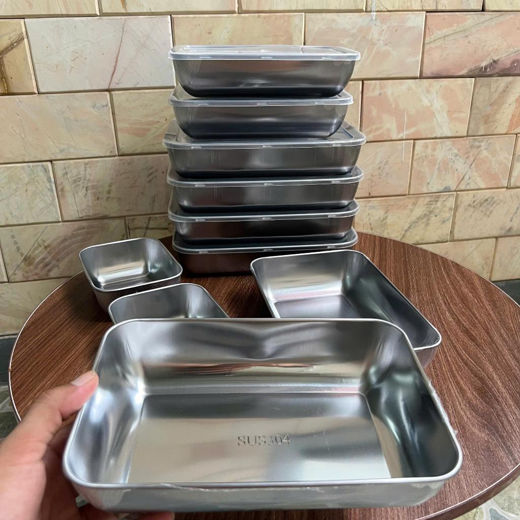 [COMBO 10] Hộp Đựng Thực Phẩm Inox . Hàng loại 1 4 hộp Đại 4 hộp nhỏ  - 2 Hộp tròn  Kèm Nắp Đậy