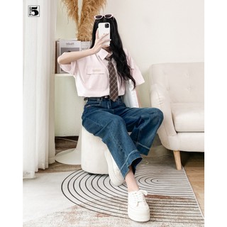 Quần Jeans Nữ Ống Rộng Cạp Cao Co Giãn Twentyfive Fashion -  5026 (không kèm thắt lưng)