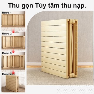 Giường gấp 1.9m làm bằng gỗ nguyên khối không cần lắp đặt, chắc chắn, chịu lực cao bảo hành 10 năm