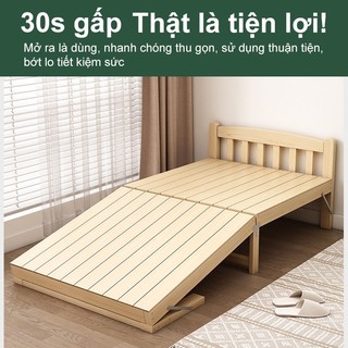 Giường gấp 1.9m làm bằng gỗ nguyên khối không cần lắp đặt, chắc chắn, chịu lực cao bảo hành 10 năm