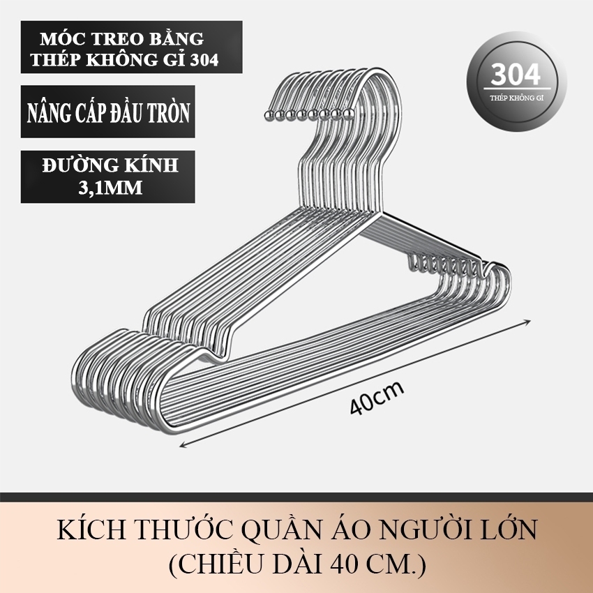 Móc Treo Quần Áo Inox - Móc Inox Treo Phơi Đồ Người Lớn - Độ dày 3mm ...