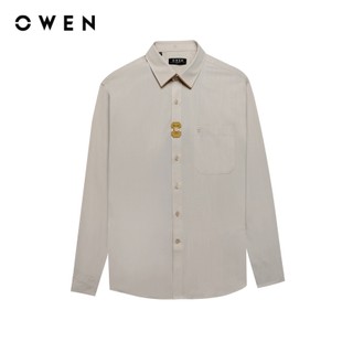 Owen - Áo sơ mi dài tay Regular Fit AR250057DT màu Be chất liệu Bamboo spandex