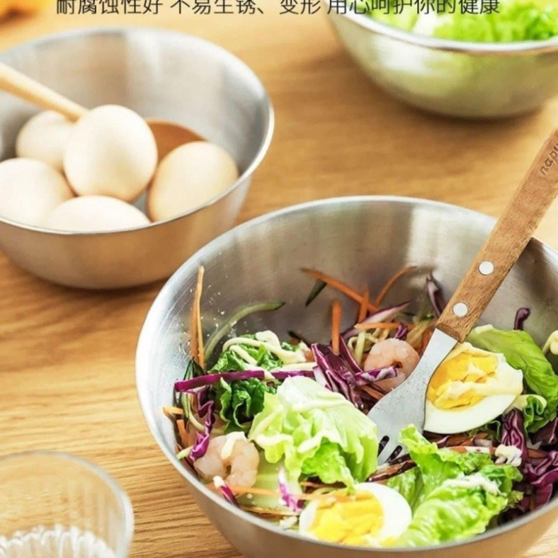 Set 3 âu trộn inox, set 3 tô inox to để trộn salad, ướp thịt, trộn bột làm bánh,... - Hàng Cao Cấp