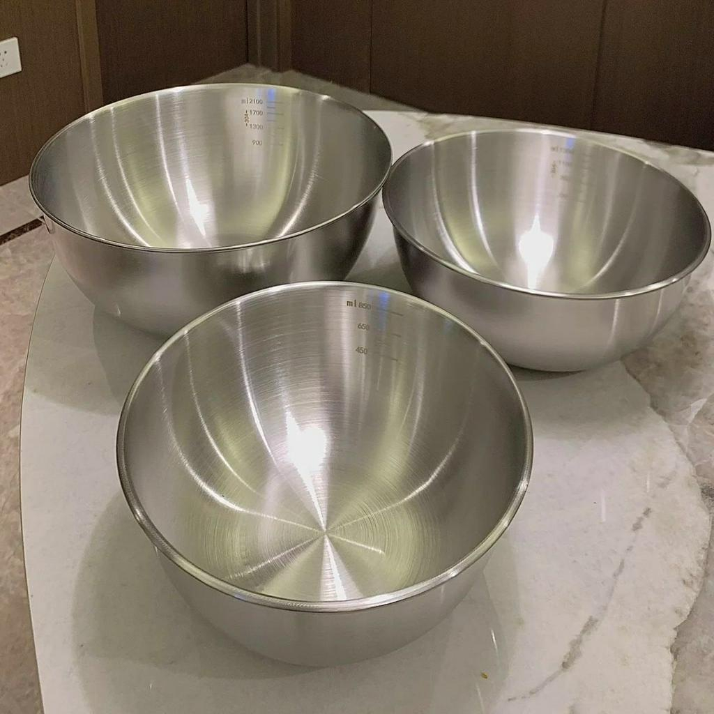 Set 3 âu trộn inox, set 3 tô inox to để trộn salad, ướp thịt, trộn bột làm bánh,... - Hàng Cao Cấp