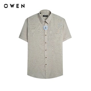 Owen - Áo sơ mi ngắn tay Regular Fit AR250112NT màu Nâu nhạt chất liệu Nano