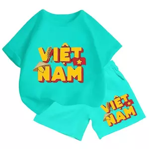 Bộ cộc tay unisex cho bé – Họa tiết chữ Việt Nam, chất vải thun cotton co giãn thoáng mát (M 222)