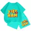 Bộ cộc tay unisex cho bé – Họa tiết chữ Việt Nam, chất vải thun cotton co giãn thoáng mát (M 222)