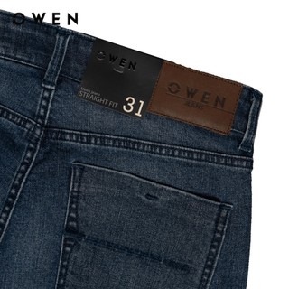 Owen - Quần jeans Straight Fit QJT251238 màu Xanh chất liệu Cotton Spandex