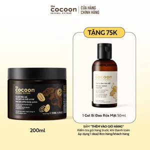 Cà phê Đắk Lắk làm sạch da chết cơ thể 200ML Tặng 1 Gel bí đao rửa mặt 50ml Cocoon
