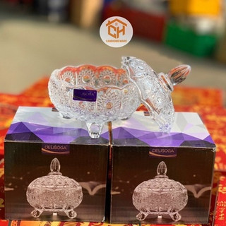 Thố Thuỷ Tinh Deli Đựng Mứt-Hũ Thủy Tinh Đựng Hạt Dưa, Đựng Mứt Và Bánh Kẹo Tết Cam Homeware