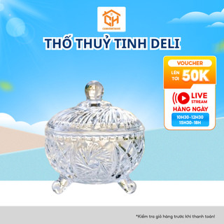 Thố Thuỷ Tinh Deli Đựng Mứt-Hũ Thủy Tinh Đựng Hạt Dưa, Đựng Mứt Và Bánh Kẹo Tết Cam Homeware