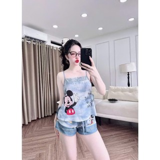 Bộ đồ ngủ mặc nhà 2 dây cột nơ eo sexy cách điệu (DB158)