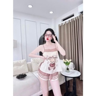 Bộ đồ ngủ mặc nhà 2 dây cột nơ eo sexy cách điệu (DB158)