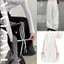 Quần dài ống rộng kaki cạp chun lưng cao 4 sọc thắt dây nơ Quần ống suông nữ đen trắng thể dục thể thao T445G MONOKA
