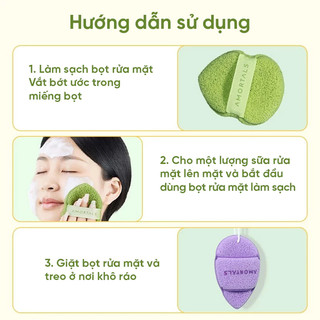 Set 3 Miếng Bọt Rửa Mặt – Bông Rửa Mặt Làm Sạch Sâu, Dưỡng Da Mềm Mịn, Dịu Nhẹ Cho Mọi Loại Da, Có Dây Treo