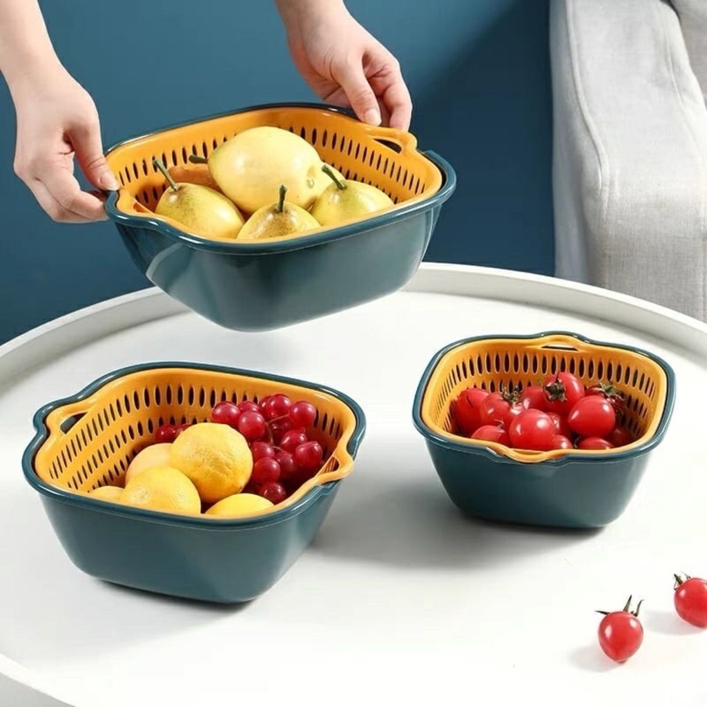 Séc  Rổ Nhựa Đựng Đồ 6 mốn - Bộ Rổ Nhựa Kèm Chậu - Bộ Rổ Nhựa Chữ Nhật 6 Món Cao Cấp
