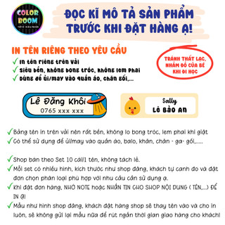 In tên theo yêu cầu - Set 10 Bảng Tên Ủi - In Trên Vải Siêu Bền - không bong tróc - ColorBoom