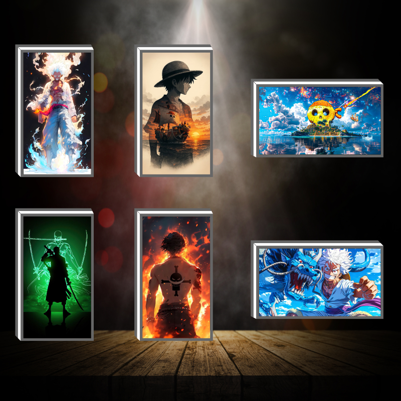 Hộp Đèn Led Anime - Luffy - One Piece  để bàn phòng khách, phòng ngủ, làm quà tặng, kỉ niệm ,in theo yêu cầu