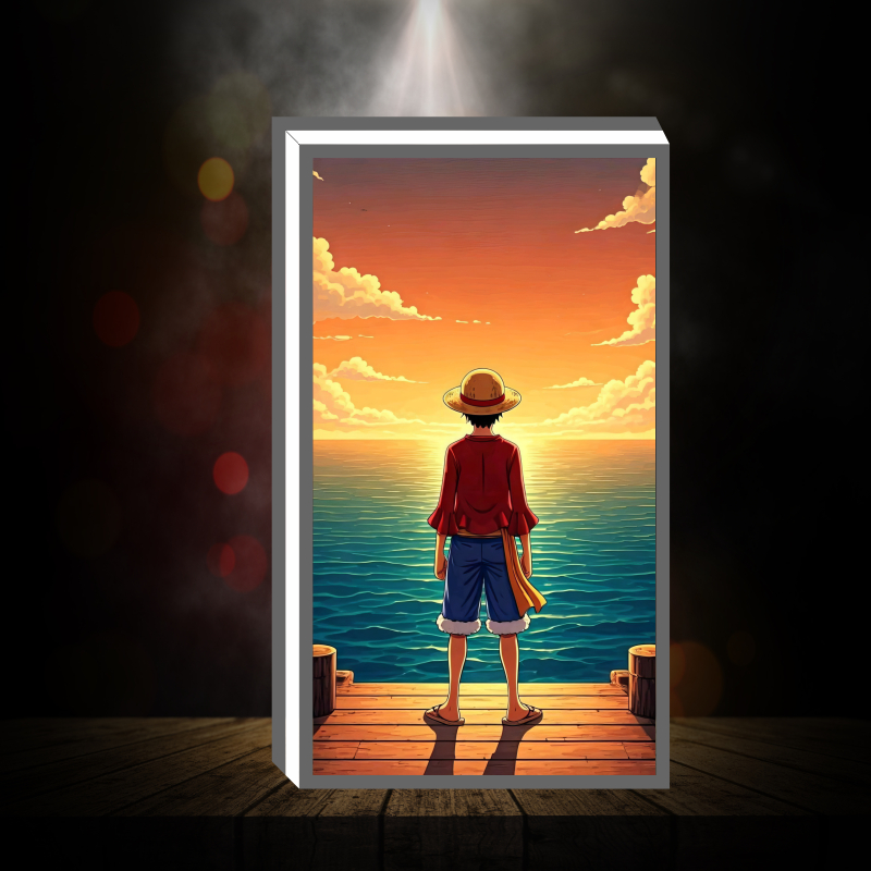 Hộp Đèn Led Anime - Luffy - One Piece  để bàn phòng khách, phòng ngủ, làm quà tặng, kỉ niệm ,in theo yêu cầu